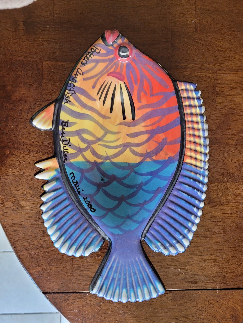 Large Art Pottery Fish Bowl By Ben Diller Maui 2000 Vintage Collectible